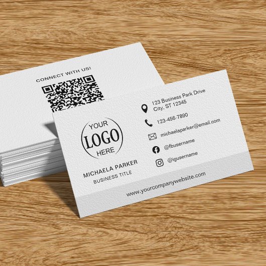 Carte De Visite Code QR de logo de société professionnel minimalis