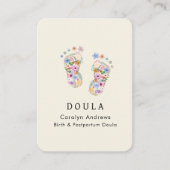 Carte De Visite Code QR de logo d'empreinte de pied de bébé fleur (Devant)