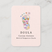 Carte De Visite Code QR de logo d'empreinte de pied de bébé fleur (Devant)