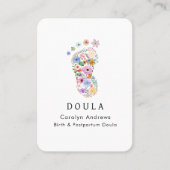 Carte De Visite Code QR de logo d'empreinte de pied de bébé fleuri (Devant)