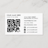 Carte De Visite Code QR de logo d'entreprise minimal moderne profe (Dos)