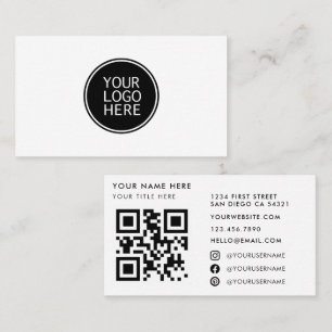Carte De Visite Code QR de logo d'entreprise minimal moderne profe