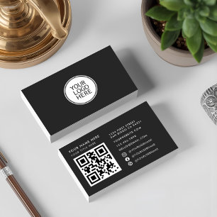 Carte De Visite Code QR de logo d'entreprise minimal moderne profe