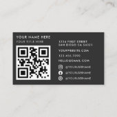 Carte De Visite Code QR de logo d'entreprise minimal moderne profe (Dos)