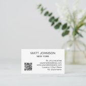 Carte De Visite Code QR de logo d'entreprise Moderne Blanc Entrepr (Debout devant)
