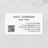 Carte De Visite Code QR de logo d'entreprise Moderne Blanc Entrepr (Devant)