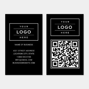 Carte De Visite Code QR de logo d'entreprise noir personnalisé mod