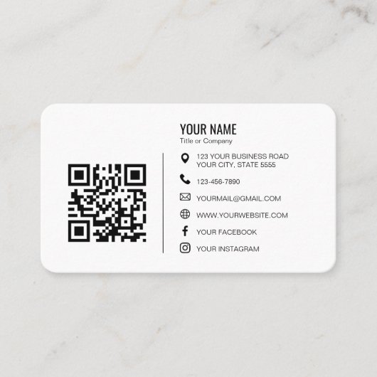 Carte De Visite Code QR de logo d'entreprise professionnel minimal (Devant)