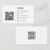 Carte De Visite Code QR de logo d'entreprise professionnel minimal (Devant / Derrière)