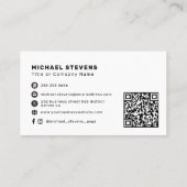 Carte De Visite Code QR de logo d'entreprise professionnel minimal (Dos)