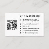 Carte De Visite Code QR de logo d'entreprise simple et blanc profe (Dos)