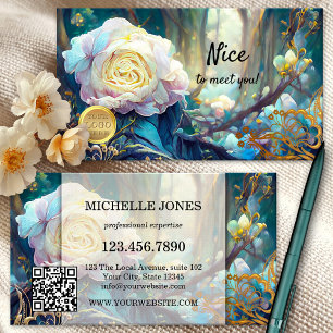 Carte De Visite Code QR de logo floral artistique