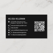Carte De Visite Code QR de logo générique noir professionnel (Dos)