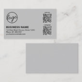 Carte De Visite Code QR de logo gris clair professionnel moderne (Devant / Derrière)
