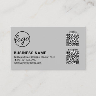 Carte De Visite Code QR de logo gris clair professionnel moderne