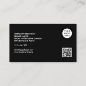 Carte De Visite Code QR de logo minimal noir et blanc PASTEUR (Dos)