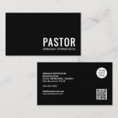 Carte De Visite Code QR de logo minimal noir et blanc PASTEUR (Devant / Derrière)