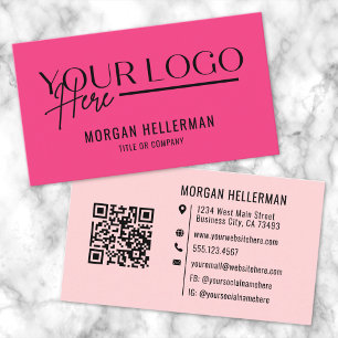 Carte De Visite Code QR de logo minimaliste moderne rose féminin