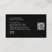Carte De Visite Code QR de logo moderne professionnel noir (Dos)
