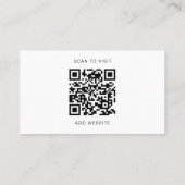 Carte De Visite Code QR de logo noir et blanc professionnel (Dos)