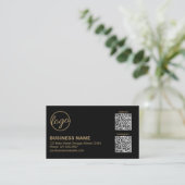 Carte De Visite Code QR de logo noir et or professionnel moderne (Debout devant)