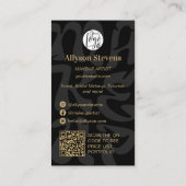 Carte De Visite Code QR de logo noir groovy rétro Maquillage (Dos)