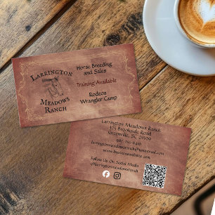 Carte De Visite Code QR de logo personnalisable de Ranch de chevau