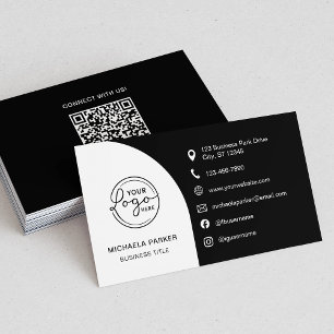 Carte De Visite Code QR de logo personnalisé minimal professionnel