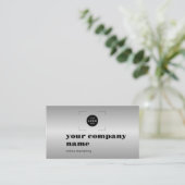 Carte De Visite Code QR de logo personnalisé moderne argent (Debout devant)