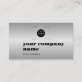Carte De Visite Code QR de logo personnalisé moderne argent (Devant)
