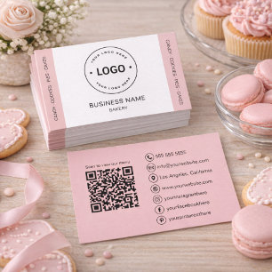 Carte De Visite Code QR de logo personnalisé pour boulangerie Rose