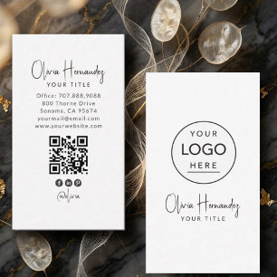 Carte De Visite Code QR de logo personnalisé rond blanc pour les m