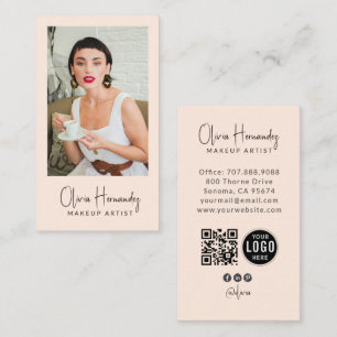 Carte De Visite Code QR de Logo Photo d'Artiste Maquilleur Moderne
