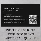 Carte De Visite Code QR de logo professionnel minimal noir