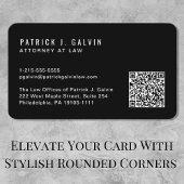 Carte De Visite Code QR de logo professionnel minimal noir