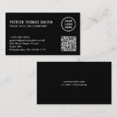 Carte De Visite Code QR de logo professionnel simple noir (Devant / Derrière)