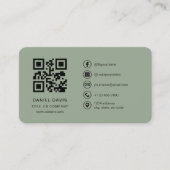 Carte De Visite Code QR de logo professionnel vert sauge (Devant)