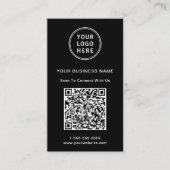 Carte De Visite Code QR de Logo Promotionnel Moderne Noir (Devant)