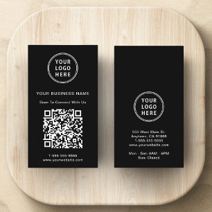Carte De Visite Code QR de Logo Promotionnel Moderne Noir