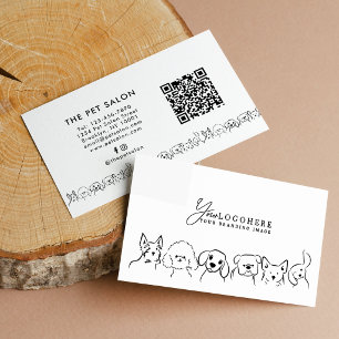 Carte De Visite Code QR de logo propre minimaliste de chiens migno