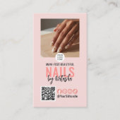 Carte De Visite Code QR de logo rose moderne pour MANUCURE (Devant)