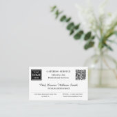 Carte De Visite Code QR de logo Service de restauration de restaur (Debout devant)