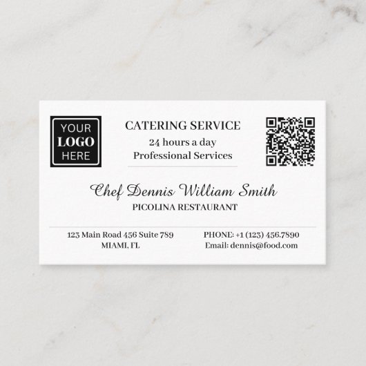 Carte De Visite Code QR de logo Service de restauration de restaur (Devant)