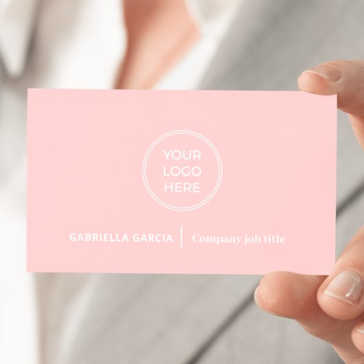 Carte De Visite Code QR de logo simple minimal Rose poudré
