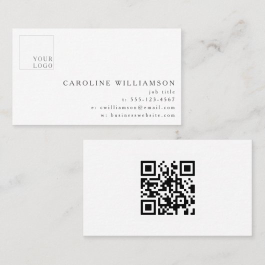 Carte De Visite Code QR de logo simple moderne minimal professionn (Devant / Derrière)