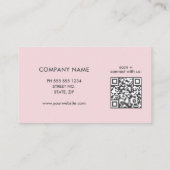 Carte De Visite Code QR de logo simple professionnel rose (Dos)