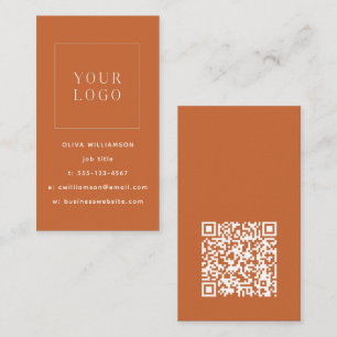 Carte De Visite Code QR de logo vertical orange minimaliste modern