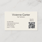 Carte De Visite Code QR de l'ongle de photo de script rose crème m (Dos)