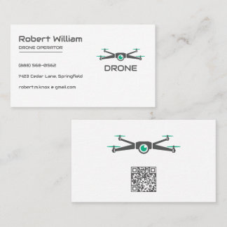 Carte De Visite Code QR de l'opérateur de drone minimaliste modern
