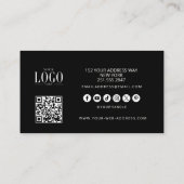 Carte De Visite Code QR de luxe avec monogramme moderne noir/ivoir (Dos)